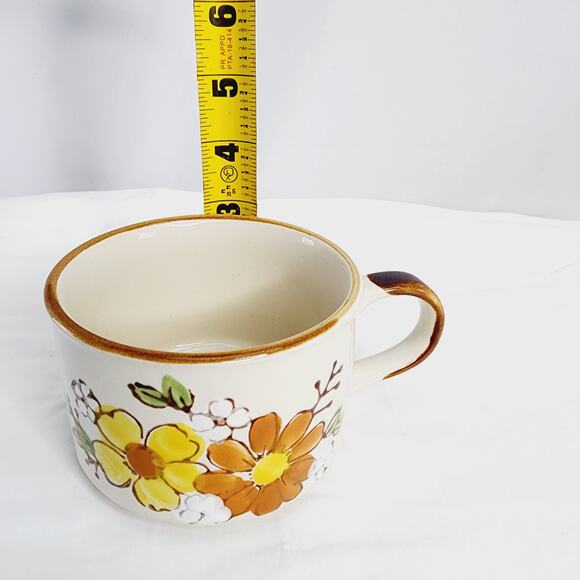 Vintage Sunnycraft  Korea Yellow & Orange Flowers Wide Coffee- Tea  Mug - Picture 9 of 10